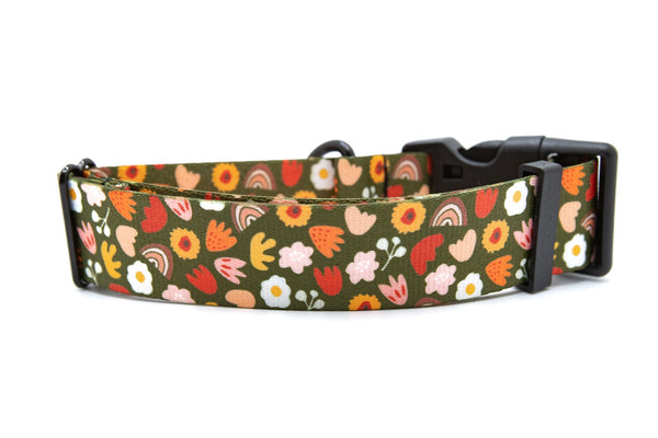 Elements Series - Olive Boho Floral Dog Collar