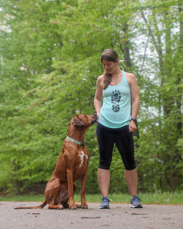 mint hiking boot and paw print tank